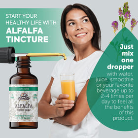 Flacon de Teinture d'Alfalfa Bio FLORIDA HERBS avec étiquette