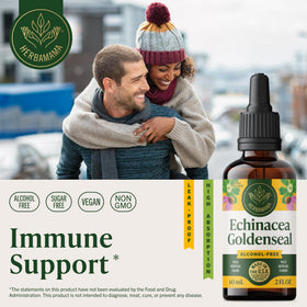 Flacon de teinture d'Echinacea Goldenseal HERBAMAMA avec compte-gouttes