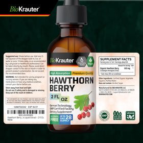 Flacon de teinture de baies d'aubépine BIO KRAUTER avec dosage