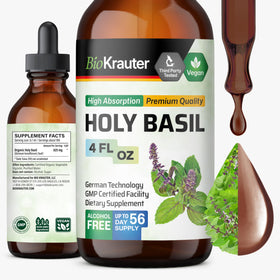 Flacon de teinture de basilic sacré BIO KRAUTER 4 Fl.Oz vue de face