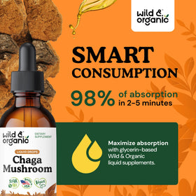 Flacon de teinture de champignon chaga Wild & Organic avec goutte à goutte