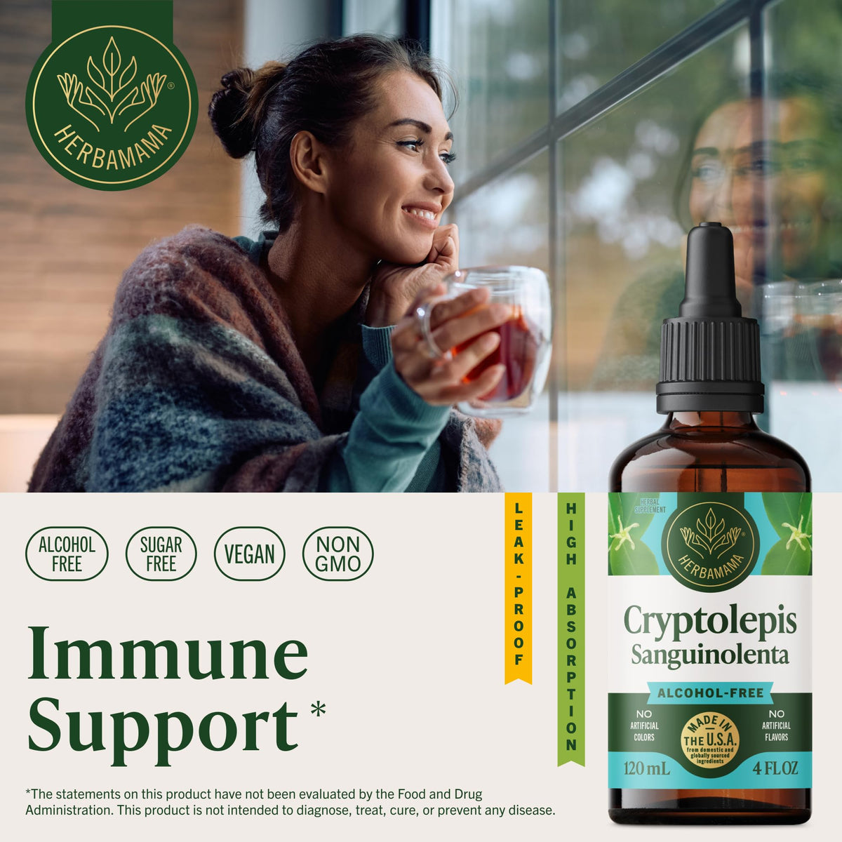 Flacon de teinture de Cryptolepis HERBAMAMA avec compte-gouttes