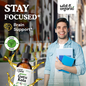 Flacon de teinture de Gotu Kola Wild & Organic avec étiquette