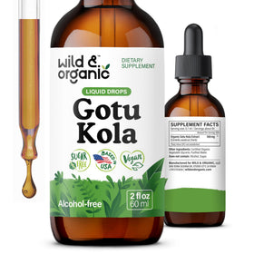 Flacon de teinture de Gotu Kola Wild & Organic vue de face