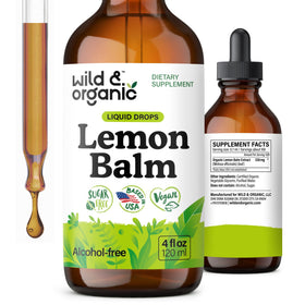 Flacon de teinture de mélisse Wild & Organic 4 oz avec étiquette