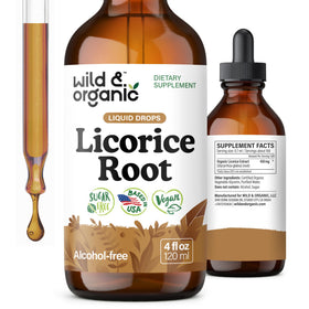Flacon de teinture de racine de réglisse Wild & Organic 4 oz vue de face