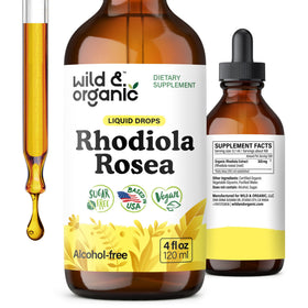 Flacon de teinture de Rhodiola Rosea Wild & Organic 4 oz vue avant