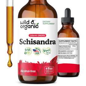 Flacon de teinture de schisandra Wild & Organic 500 mg 4 oz vue de face