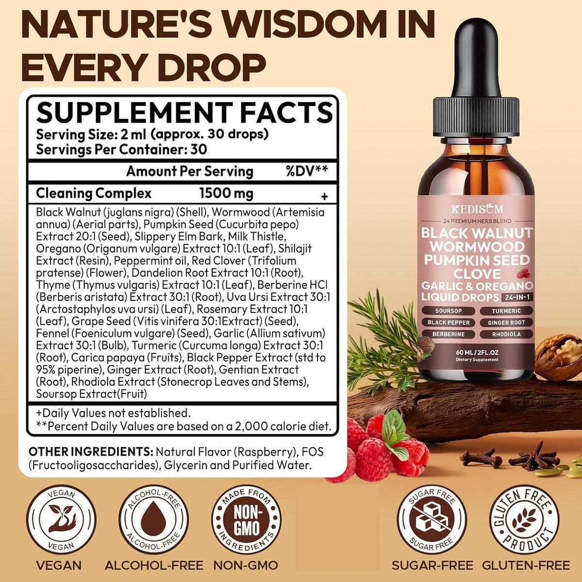 Flacon de teinture KEDISOM 24 en 1 dans un environnement naturel