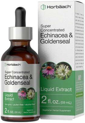 Flacon de teinture liquide Horbäach Echinacea Goldenseal 2 fl oz vue de face