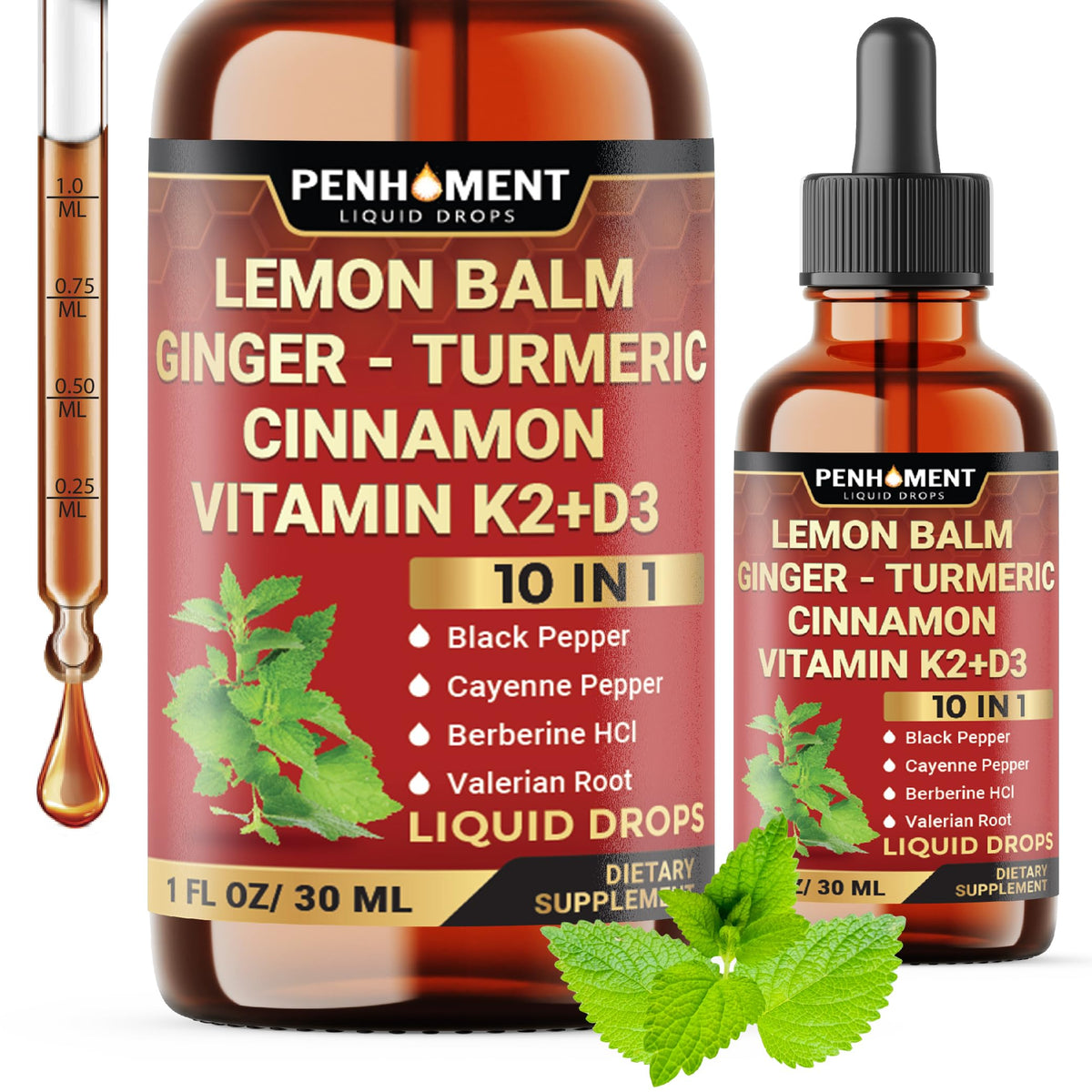 Flacon de teinture Penhoment 10in1 Mélisse 3300mg vue de face