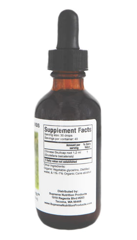 Flacon de teinture Scutellaria Baicalensis 60 ml sur fond blanc