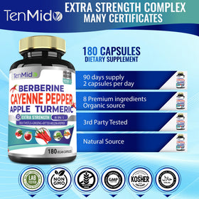 Flacon de Tenmido Cayenne avec 7 ingrédients visibles