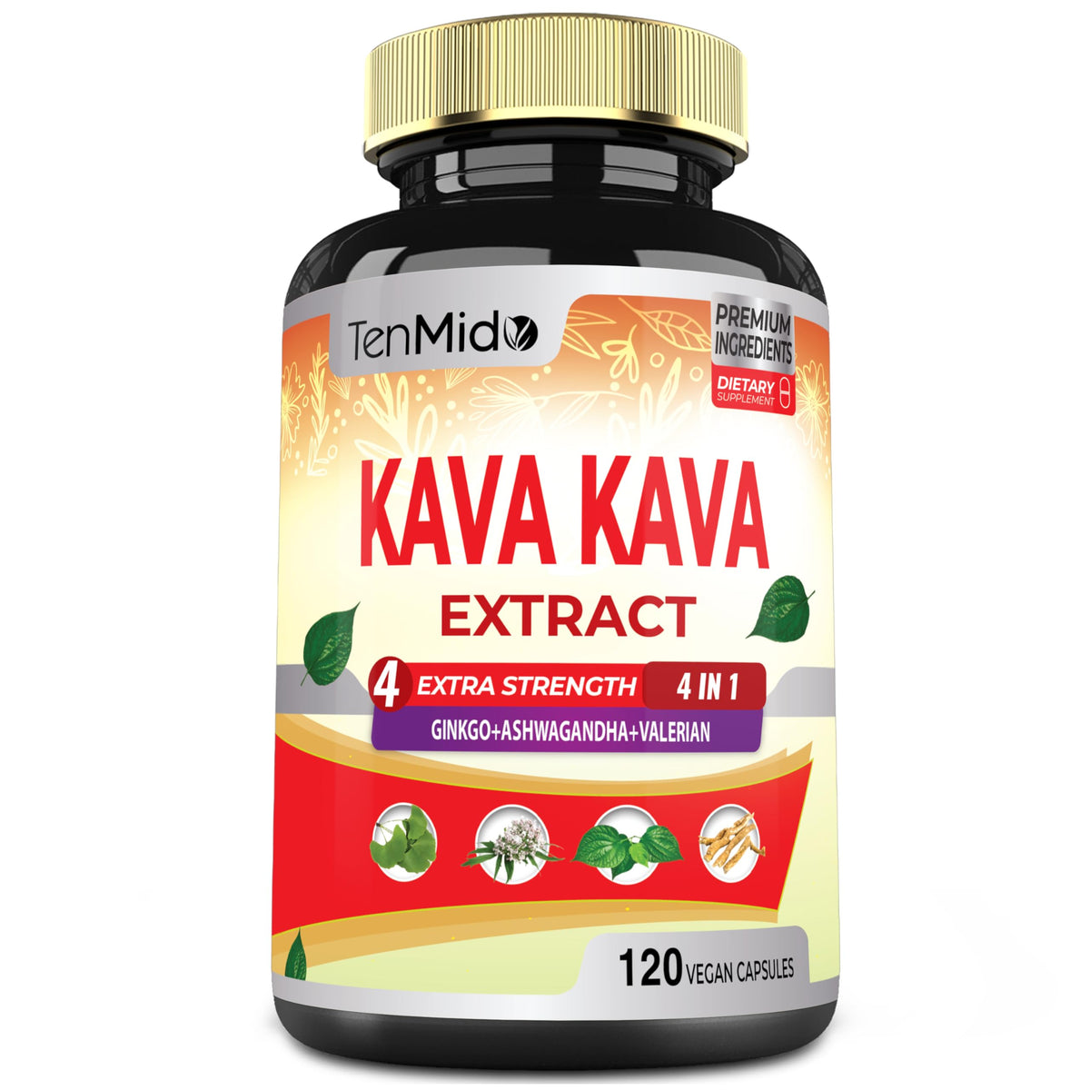 Flacon de Tenmido Kava Kava avec 120 capsules végétales