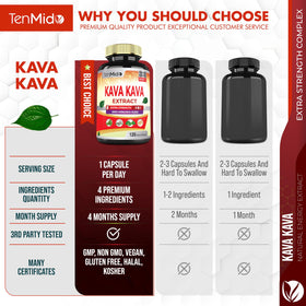 Flacon de Tenmido Kava Kava ouvert montrant les capsules