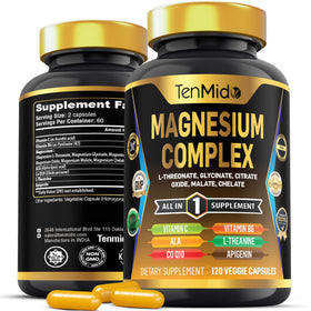 Flacon de Tenmido Magnésium Complex 120 capsules vue de face