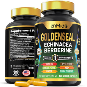 Flacon de Tenmido Racine de Goldenseal 120 capsules vue de face