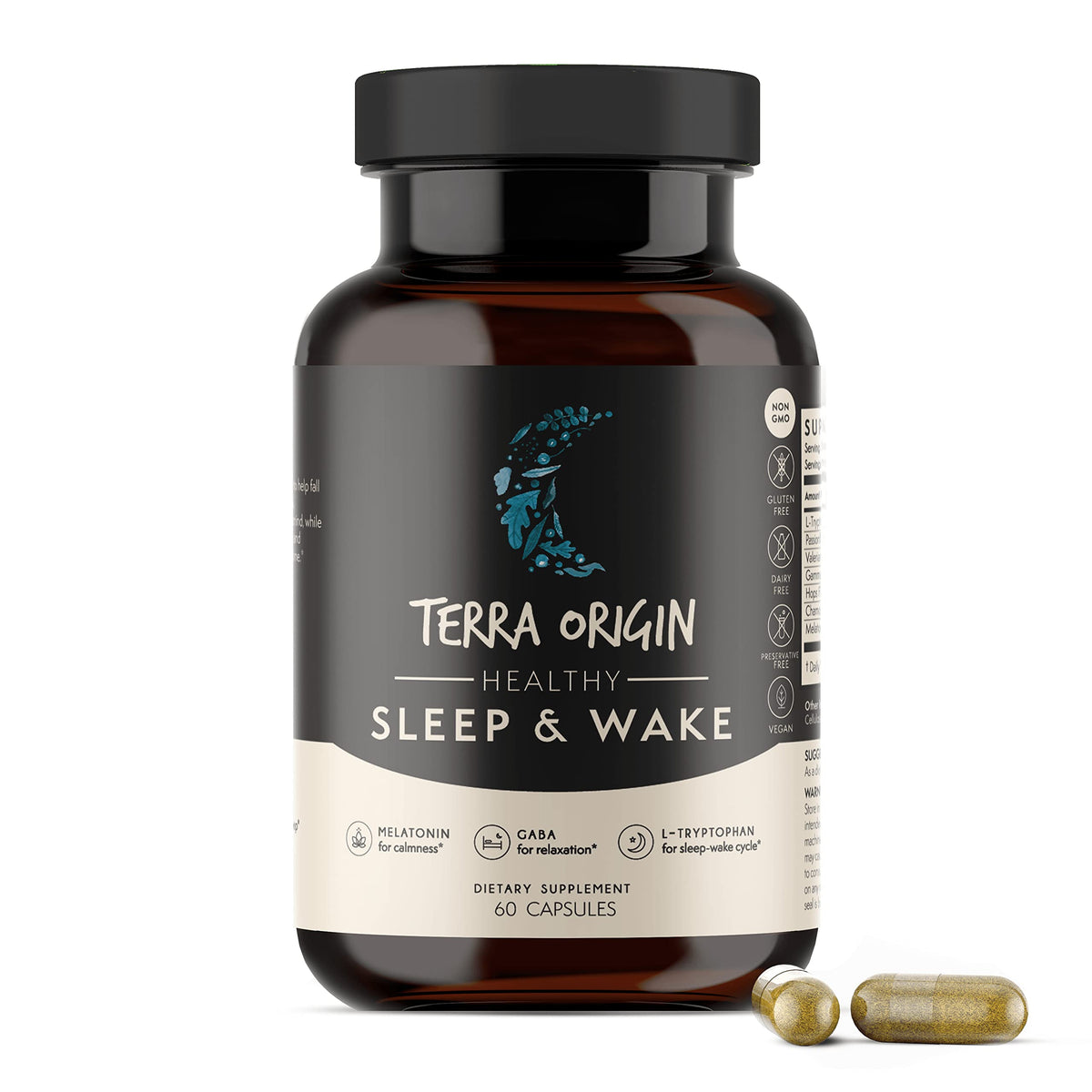 Flacon de TERRA ORIGIN Sommeil Naturel 60 capsules vue de face