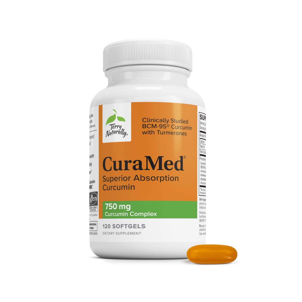 Flacon de Terry Naturally CuraMed 750mg avec 120 gélules