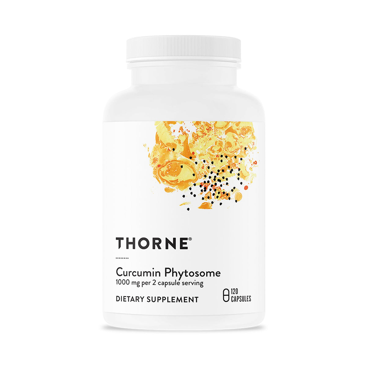 Flacon de THORNE Curcumin Phytosome 120 capsules vue de face