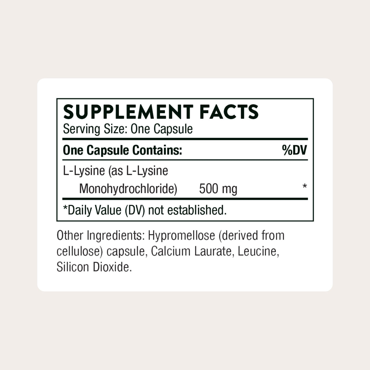Flacon de THORNE L-Lysine 500 mg avec capsules