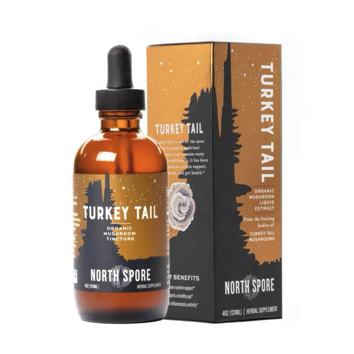 Flacon de Tincture de Champignon Turkey Tail avec étiquette