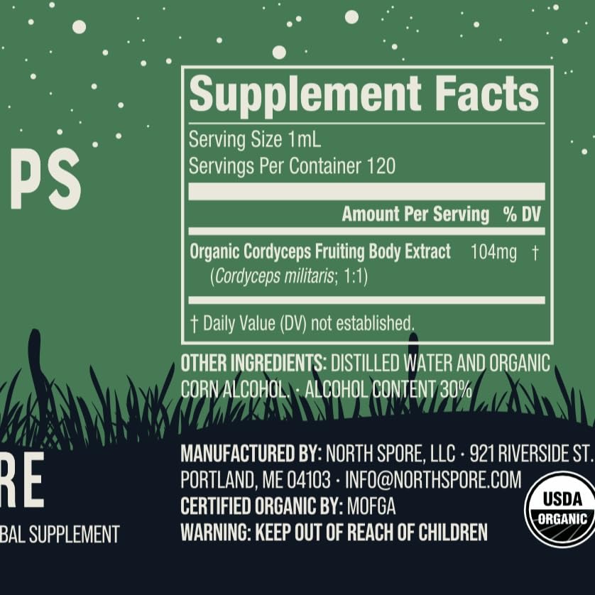 Flacon de Tincture de Cordyceps Bio avec des ingrédients naturels