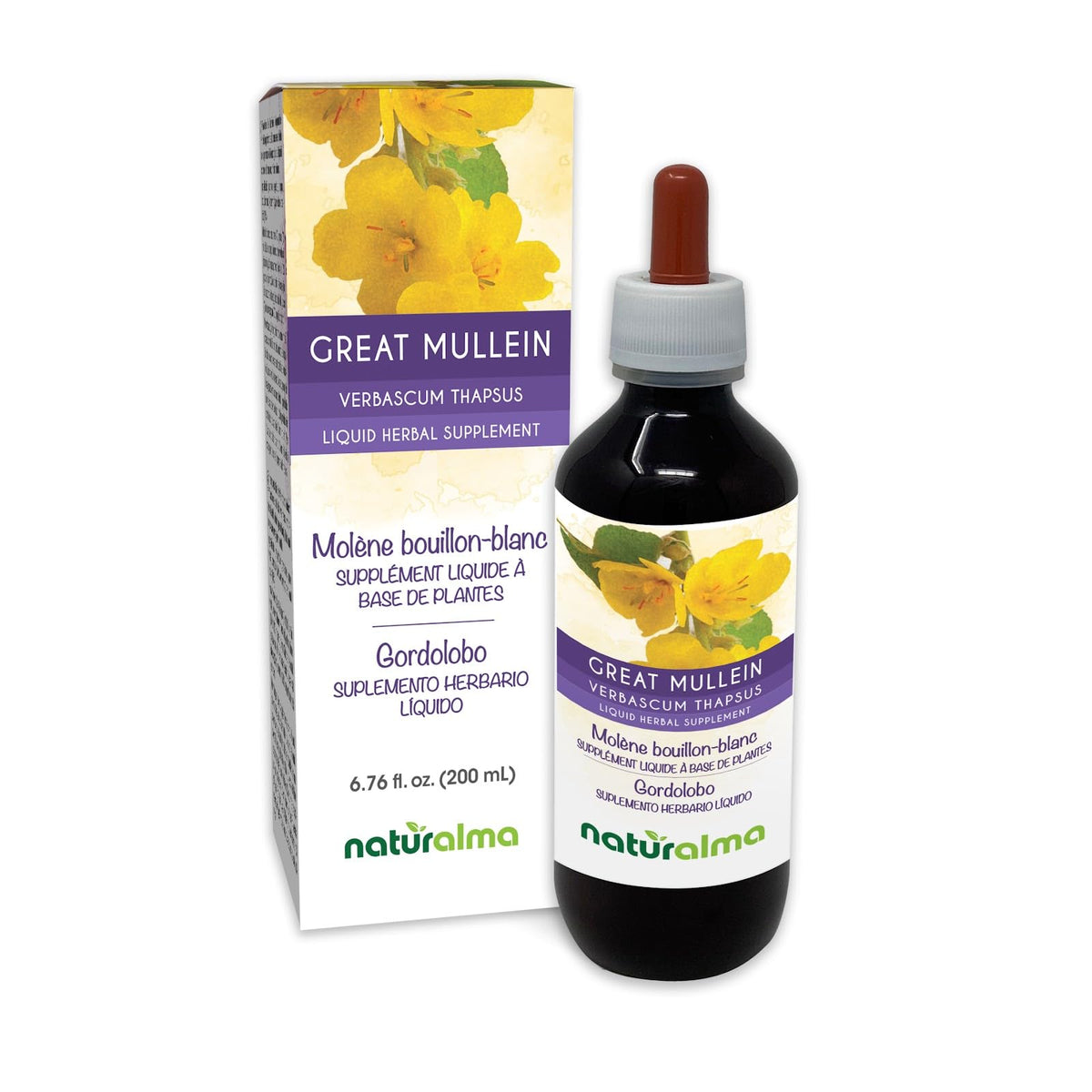 Flacon de tincture de grande molène Naturalma 200 ml face avant