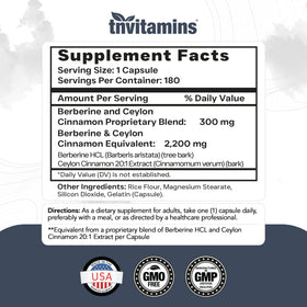 flacon de tnvitamins Berberine avec Cannelle de Ceylan