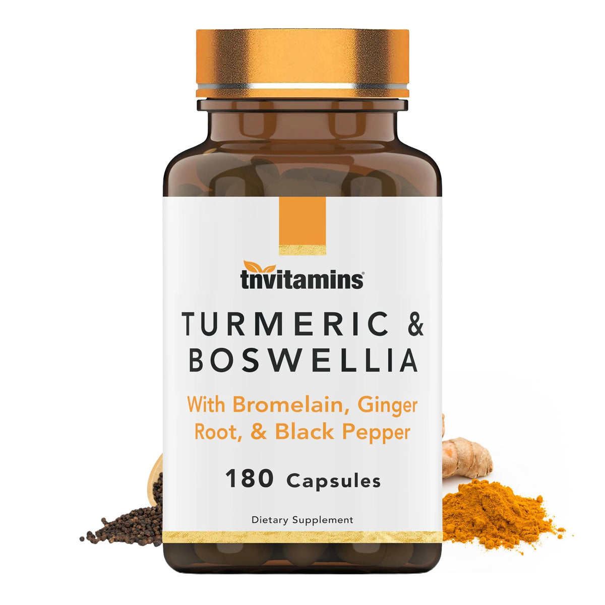 Flacon de tnvitamins Complexe Curcuma et Boswellia avec 180 capsules