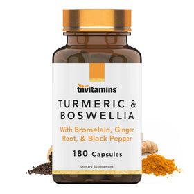 Flacon de tnvitamins Complexe Curcuma et Boswellia avec 180 capsules