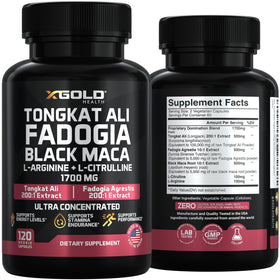Flacon de Tongkat Ali 200:1 X Gold Health sur fond neutre