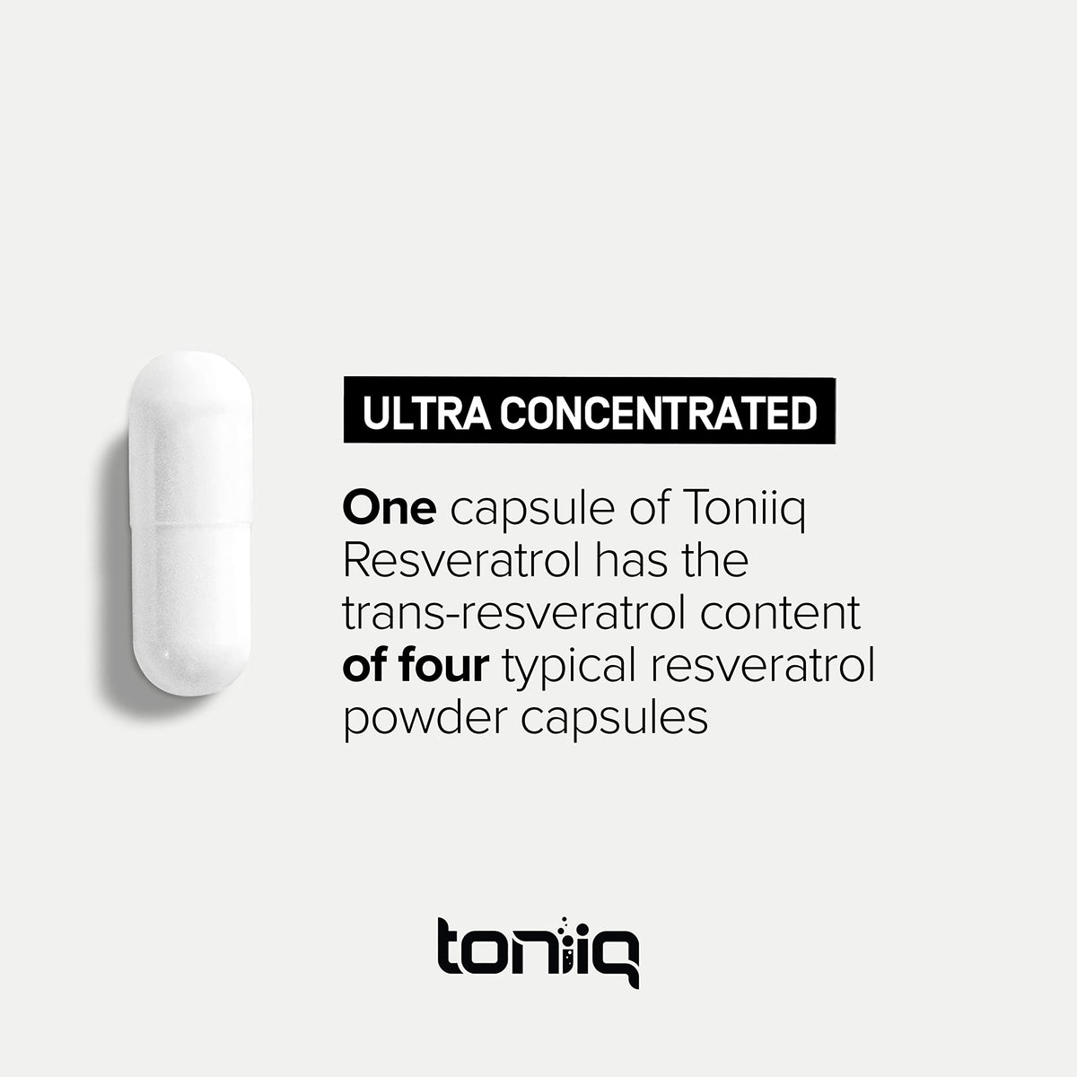 Flacon de Toniiq Resvératrol avec indication de pureté