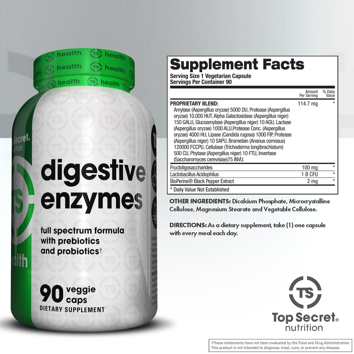 Flacon de Top Secret Nutrition Enzymes daily avec capsules