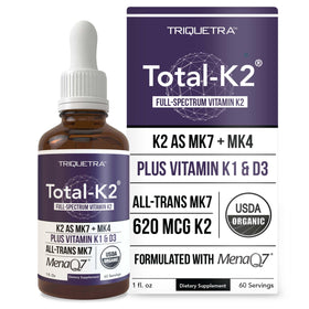 Flacon de Total K2® Triquetra Health 1 oz avec étiquette