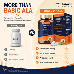 Flacon de Totaria Acide Alpha-Lipoïque 1000mg avec étiquette détaillée