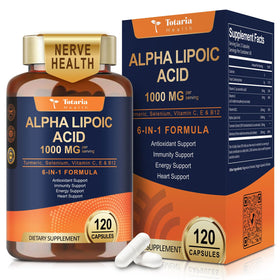 Flacon de Totaria Acide Alpha-Lipoïque 1000mg, vue de face