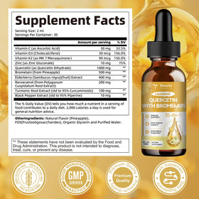Flacon de Totaria Quercétine Liposomale 1000mg avec Bromélaïne 500mg sur une table