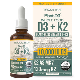 Flacon de Triquetra Health D3 K2 10 000 IU Bio vue avant