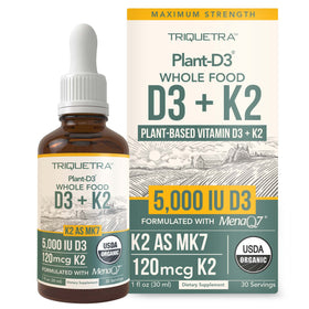 Flacon de Triquetra Health D3 + K2 5000 UI vue avant