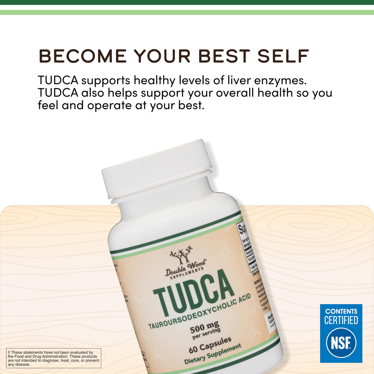 Flacon de TUDCA 500mg avec étiquette visible