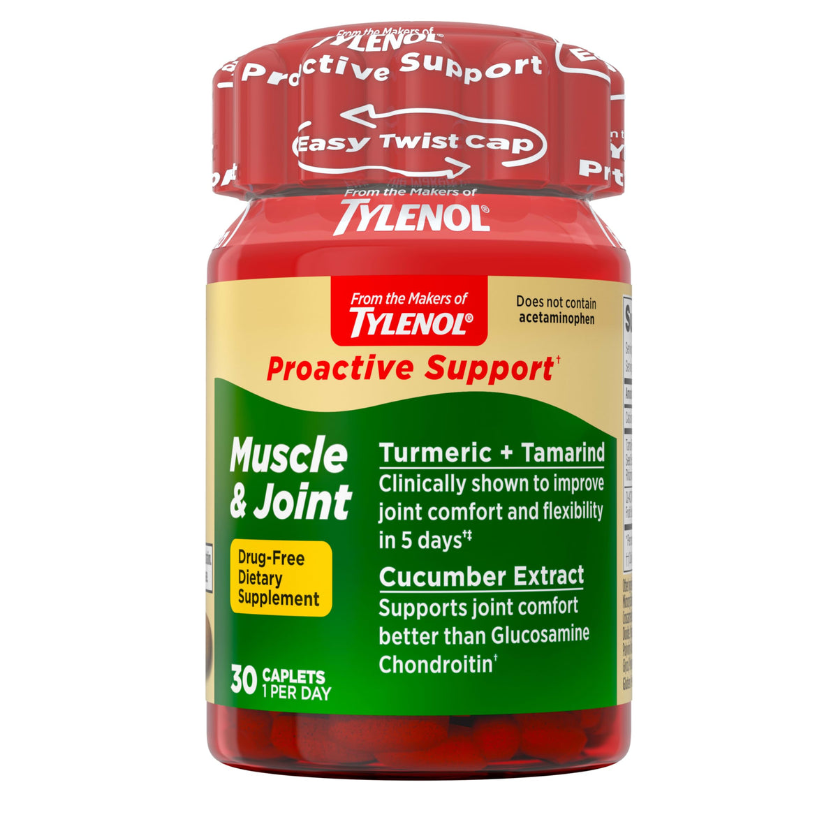 Flacon de Tylenol Proactive Support 30 comprimés, vue de face