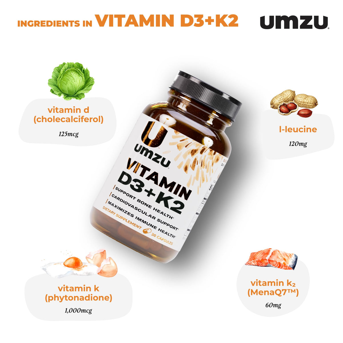 Flacon de UMZU D3 K2 avec étiquette visible
