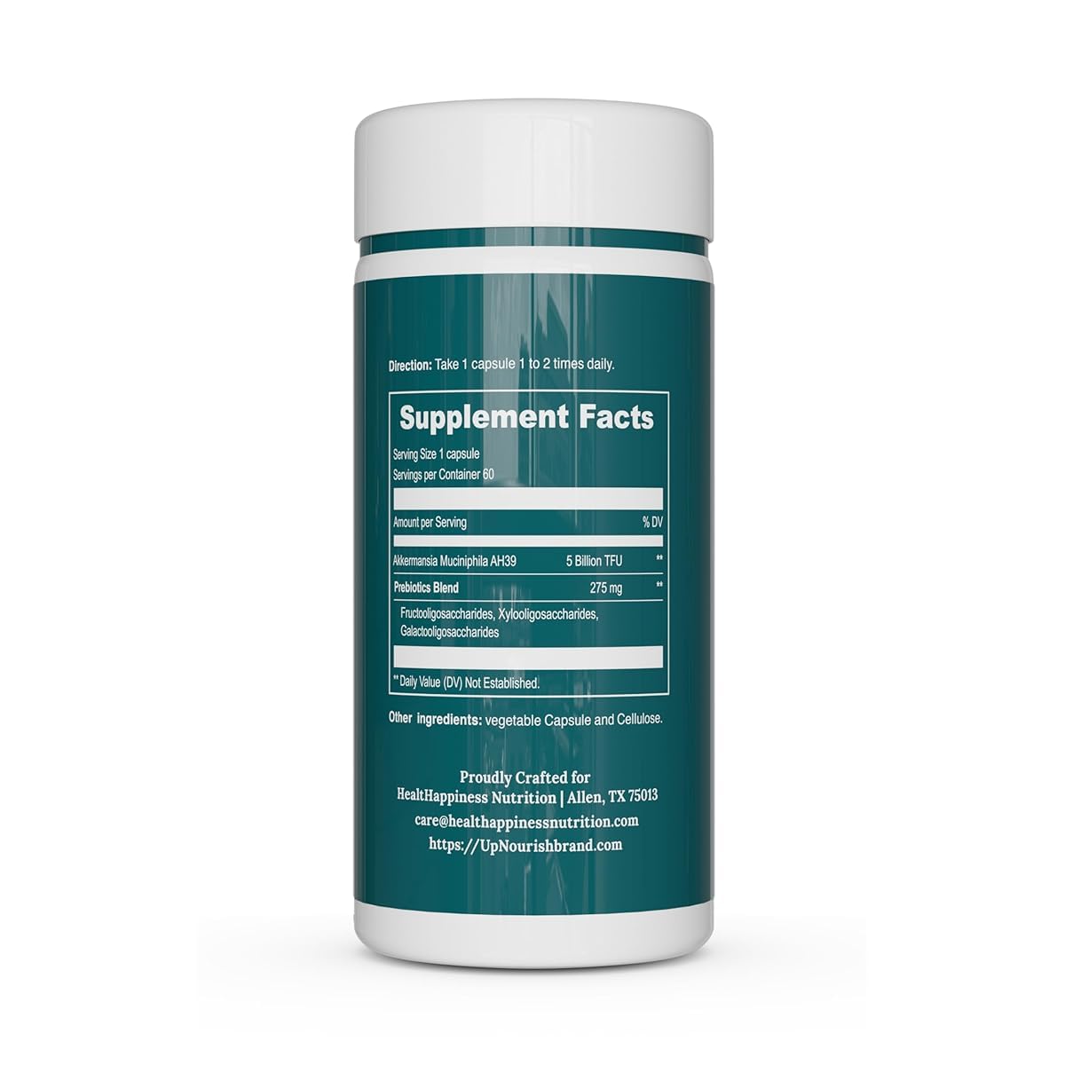 Flacon de UpNourish Probiotiques sur une table en bois