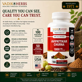 Flacon de Vadik Herbs Avipattikar Churna avec étiquette visible