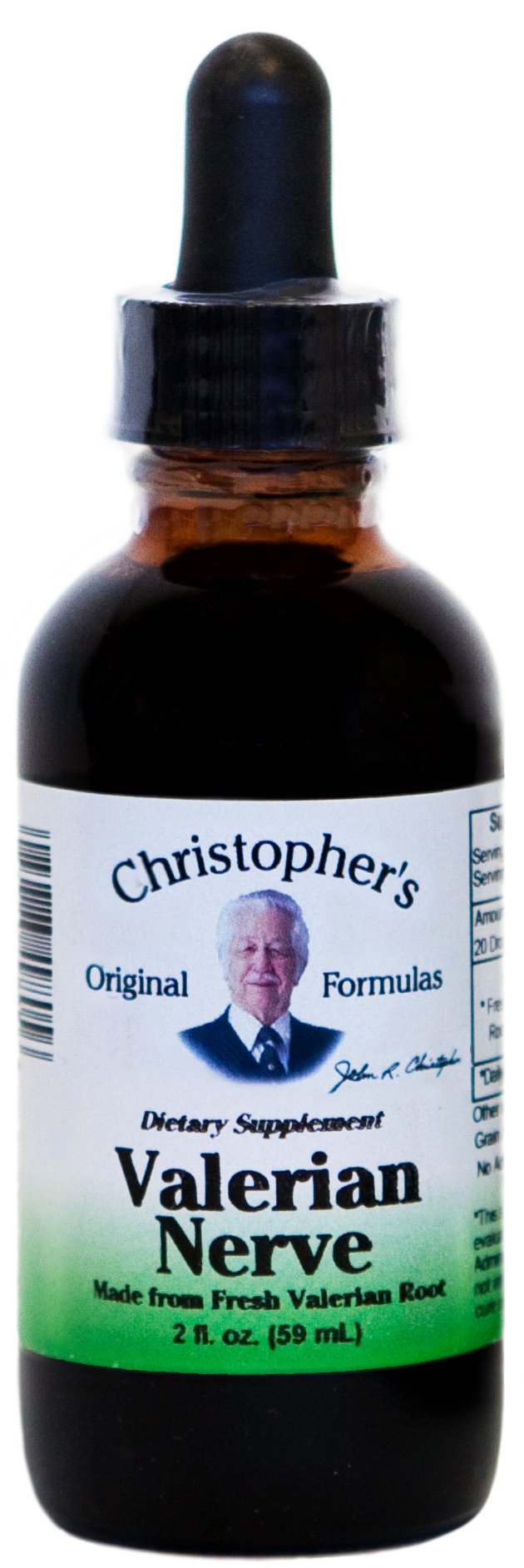 Flacon de Valerian Nerve Formula 2 oz de Christopher's vue de face