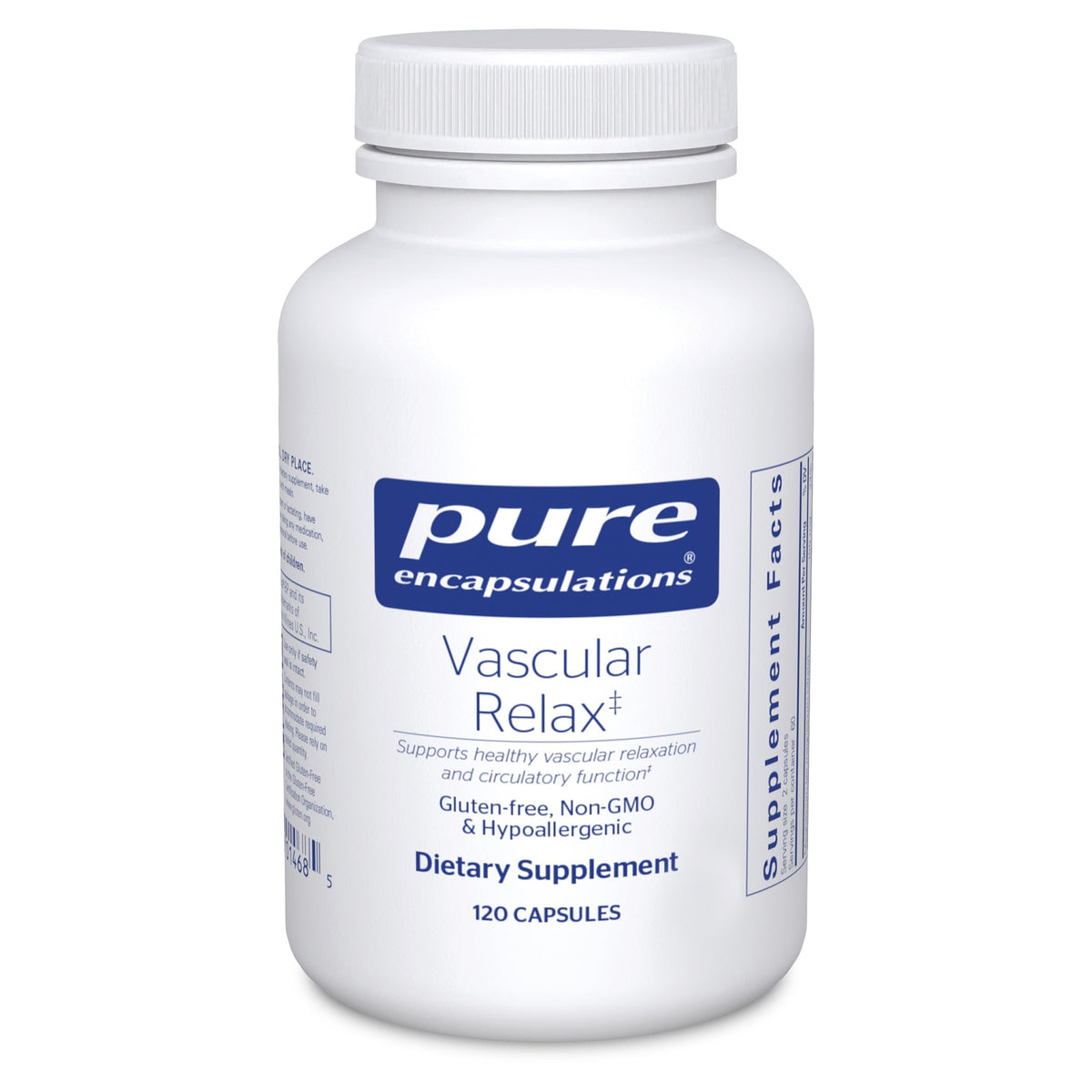 Flacon de Vascular daily wellness Pure Encapsulations contenant 120 capsules