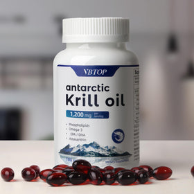 Flacon de VBTOP Huile de Krill Antarctique ouvert avec gélules