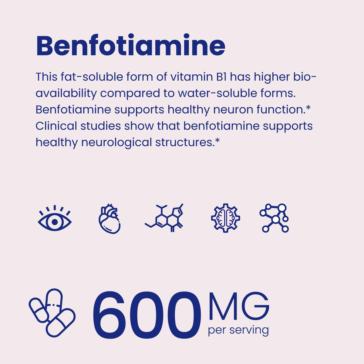 Flacon de VHC Benfotiamine 600mg avec étiquette