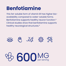 Flacon de VHC Benfotiamine 600mg avec étiquette